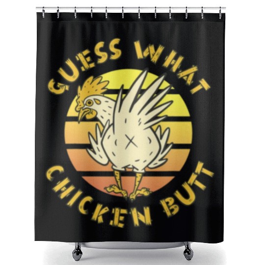 Funny Guess What Chicken Butt Farmer Joking Shower Curtains