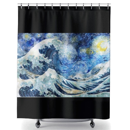 Great Wave During a Starry Night Click on Artist Shower Curtains