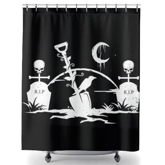 Gothic Graveyard Vintage Crow Lover Skull Fanatic Shower Curtains