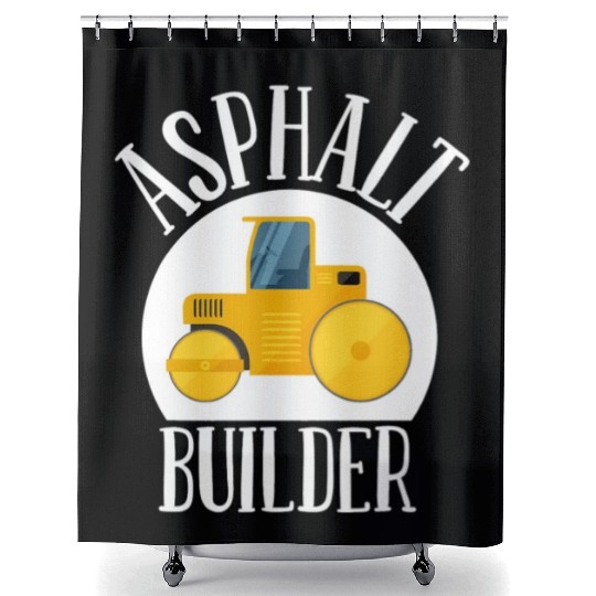 asphalt builder street builder construction worker Shower Curtains