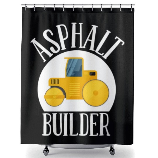 asphalt builder street builder construction worker Shower Curtains