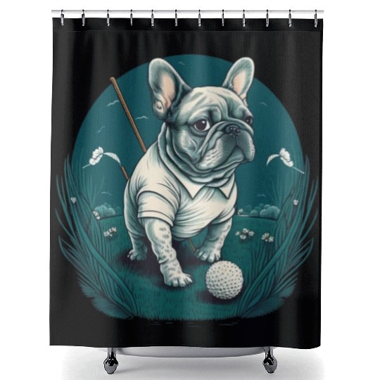 French Bulldog | Golf Sport Player Cute Frenchie Shower Curtains