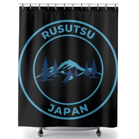 Retro Cool Skiing Rusutsu Japan Vacation Souvenir Shower Curtains