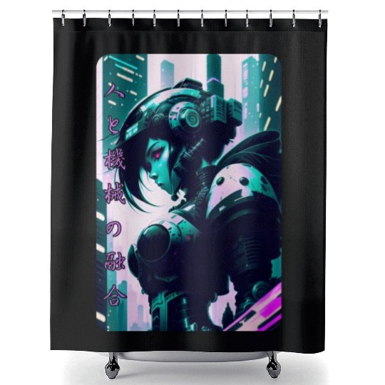 Neon Nights: A Cyberpunk Design 9 Shower Curtains