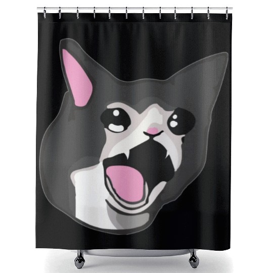 Yamero Crying Screaming Cat Meme Cute Japanese Shower Curtains