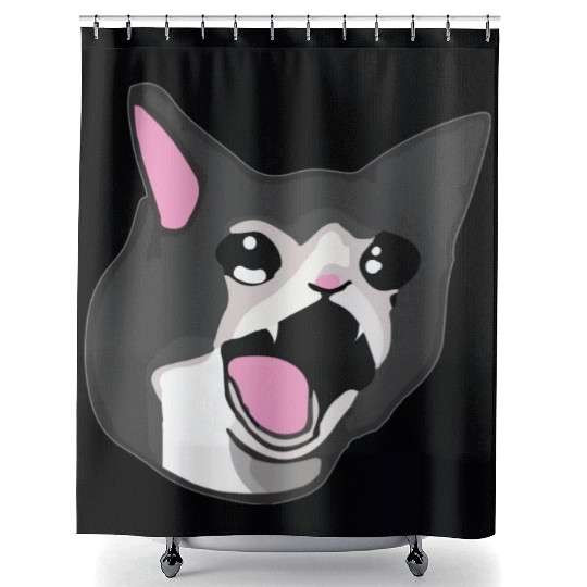 Yamero Crying Screaming Cat Meme Cute Japanese Shower Curtains