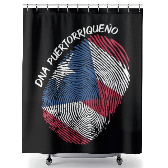 Puerto Rico Flag Fingerprint For Boricua Usa Fans Shower Curtains