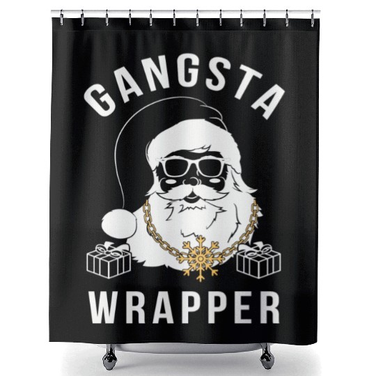 Gangsta Wrapper Gangster Santa Shower Curtains