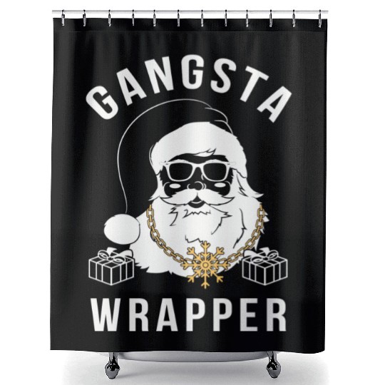 Gangsta Wrapper Gangster Santa Shower Curtains