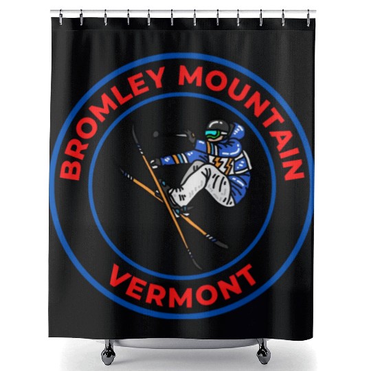 Retro Skiing Bromley Mountain Vermont Souvenir Shower Curtains