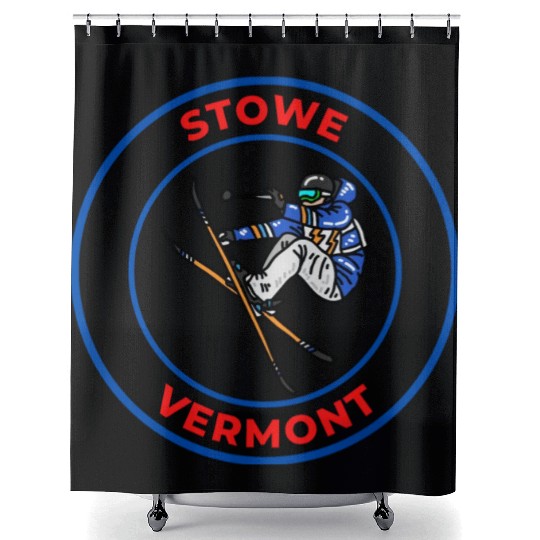 Retro Skiing in Stowe Vermont Holiday Souvenir Shower Curtains