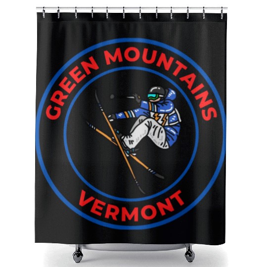Retro Skiing in Green Mountains Vermont Souvenir Shower Curtains