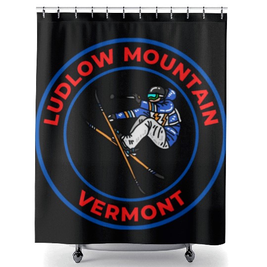 Retro Cool Skiing Ludlow Mountain Vermont Souvenir Shower Curtains