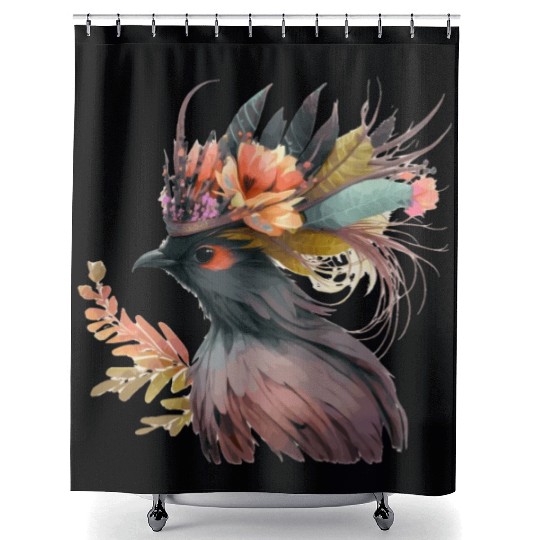 Cute Bird Of Paradise Bird Flower Crown Pet Birds Shower Curtains