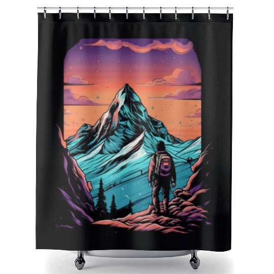 Mountain Hiking Sunset Shower Curtains