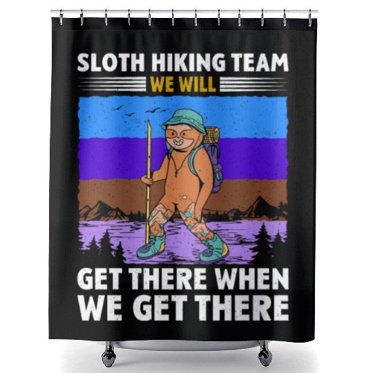 Sloth Hiking Team Wanderlust funny Mountaineer Shower Curtains
