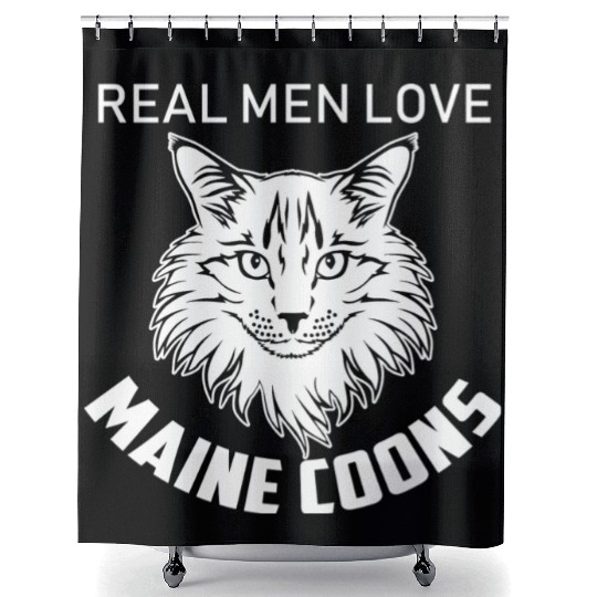 Real Men Love Maine Coons Gift For Cat Lover Shower Curtains
