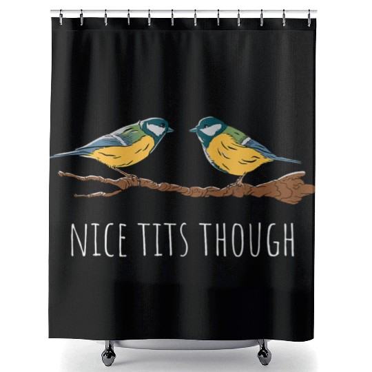 Funny Tit Bird Lover Birdwatching Birding Shower Curtains