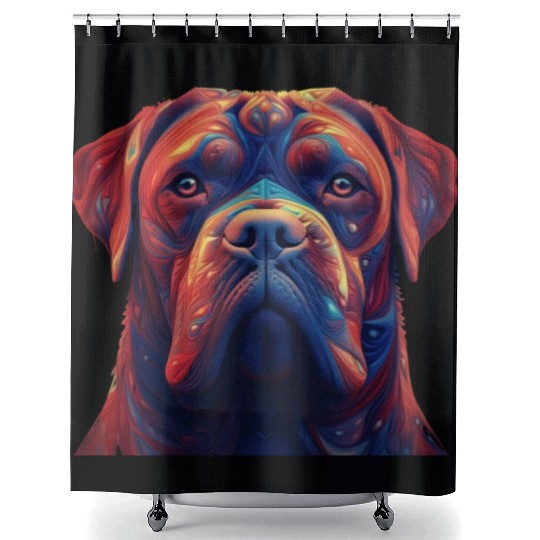 Psychedelic AI Dogue de Bordeaux Shower Curtains