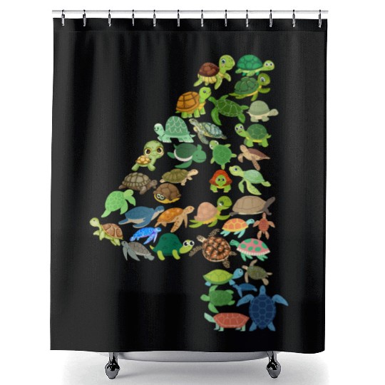 4th Birthday Sea Turtle Tortoise Theme 4 Year Old Shower Curtains