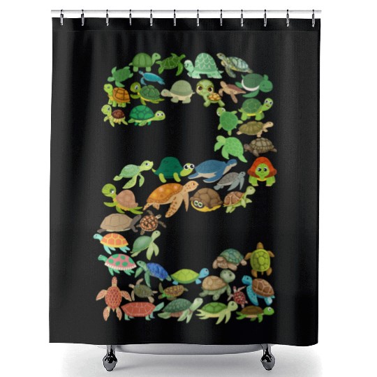 2nd birthday sea turtle tortoise theme 2 year old Shower Curtains