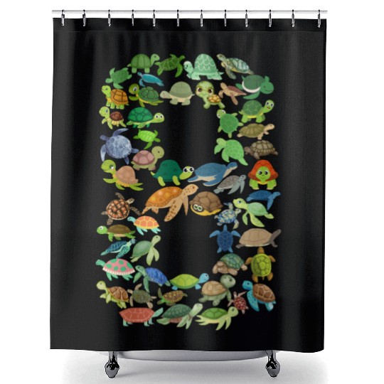 8th Birthday Sea Turtle Tortoise Theme 8 Year Old Shower Curtains