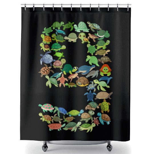 9th Birthday Sea Turtle Tortoise Theme 9 Year Old Shower Curtains