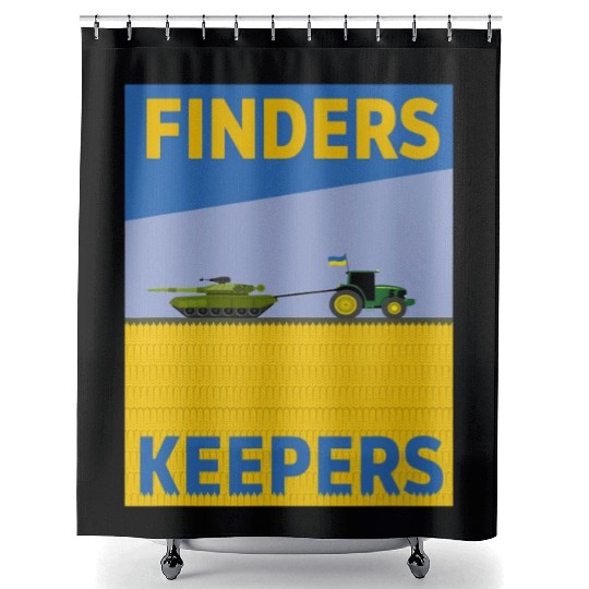 Funny Farmer Tractor Ukraine Flag Support Finders\ Shower Curtains