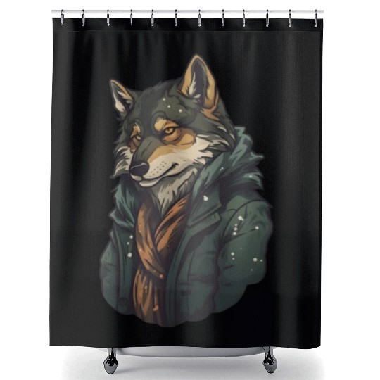 Cool Wolf Head Awesome Wild Animal Graphic Design Shower Curtains