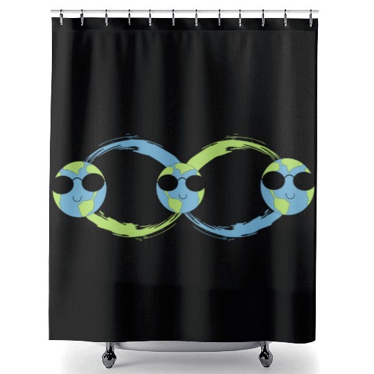 Infinity funny earth Shower Curtains