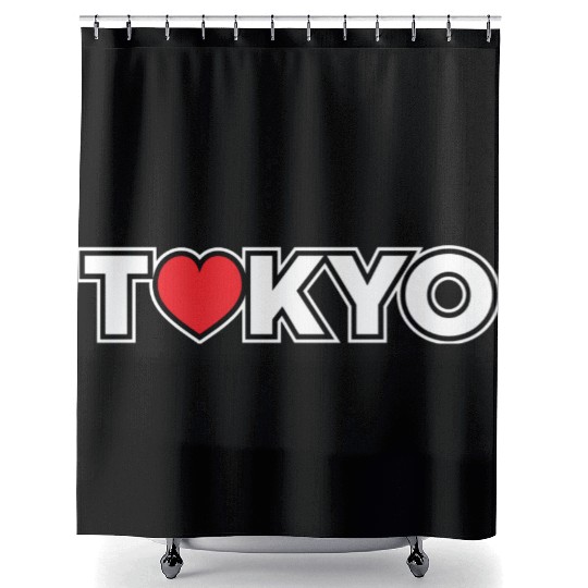 Red Tokyo Heart Love Japan Japanese Icon Souvenir Shower Curtains