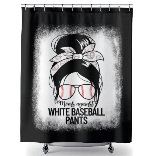 Moms Against White Baseball Pants Mom's Baseballba Shower Curtains