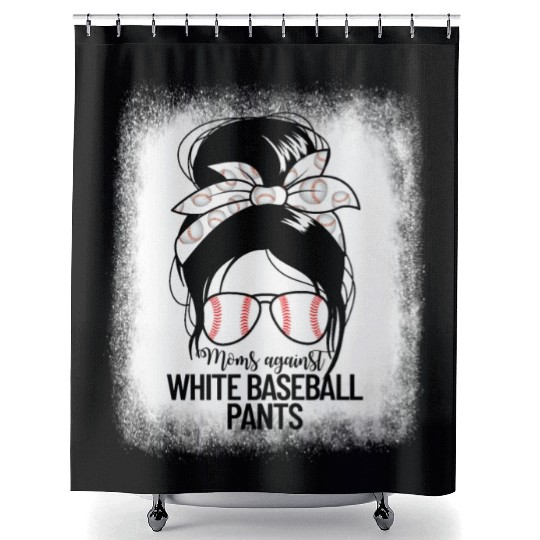 Moms Against White Baseball Pants Mom's Baseballba Shower Curtains