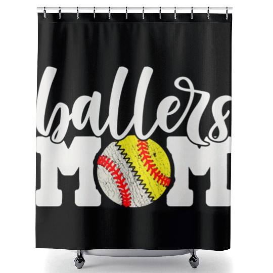Ballers Mom Baseball Softball Cheer Mother Shower Curtains