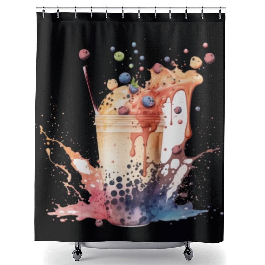 Boba Bubble Tea 6 Shower Curtains