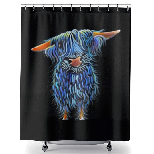 Scottish Highland Cow Hairy Cow Cattle Farmer Cow Shower Curtains
