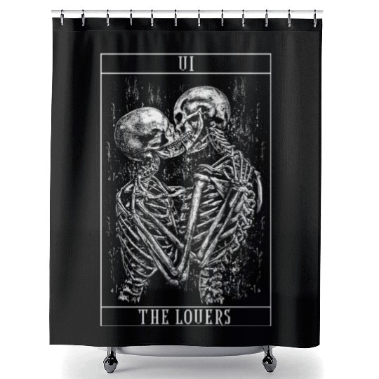 Tarot Card The Skeleton Love Kisses Bones Horror Shower Curtains