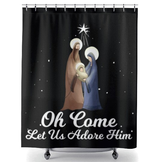 Let Us Adore Him Advent Nativity Scene Shower Curtains