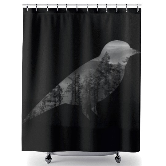 Bird Save the forest Shower Curtains
