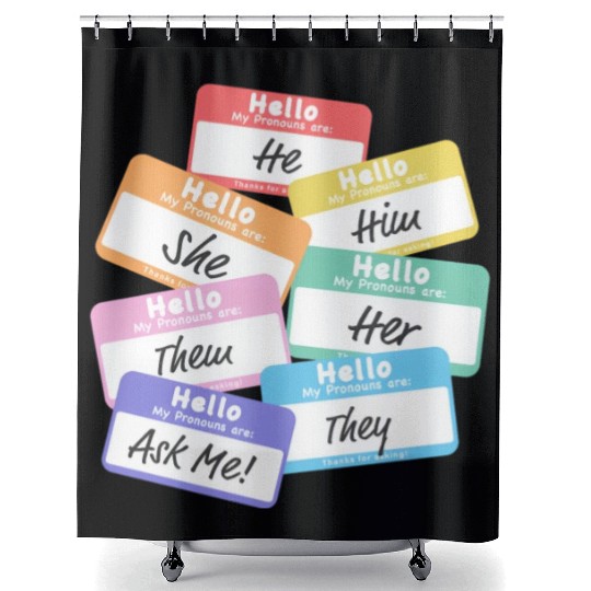 Pride Rainbow Pronouns Shower Curtains