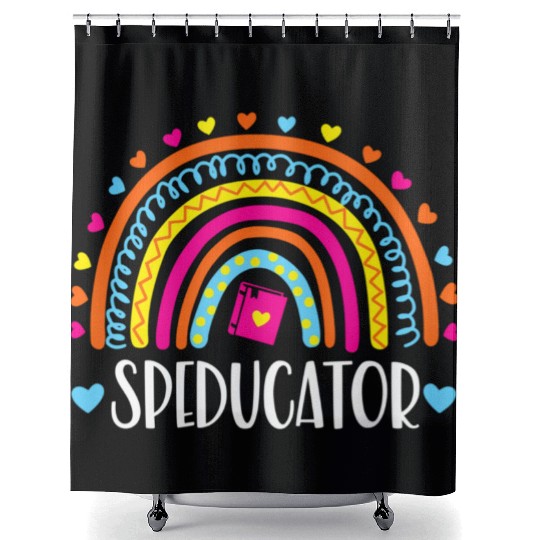 Speducator Rainbow Heart Special Education Teacher Shower Curtains