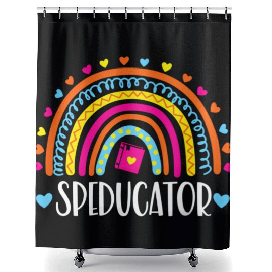 Speducator Rainbow Heart Special Education Teacher Shower Curtains