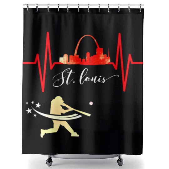 Saint Louis Red Cardinal Dress Heartbeat Baseball Shower Curtains
