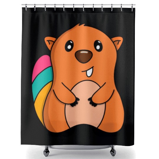 Sweet Squirrel With A Colorful Tail Shower Curtains
