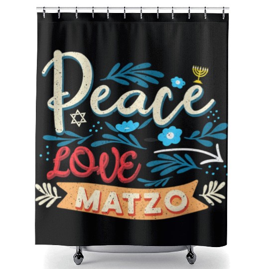 Passover Peace Love Matzo Funny Seder Jewish Holid Shower Curtains