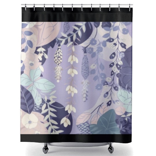 Wisteria Pattern, Japanese Kimono Fabric Pattern Shower Curtains