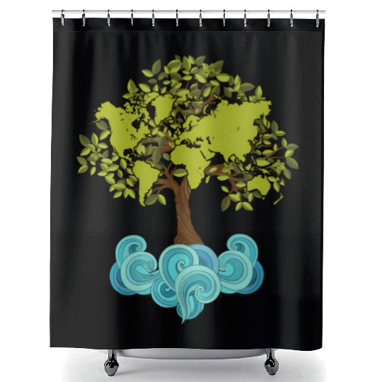 Trees Plants Waves Nature Earth Day Shower Curtains