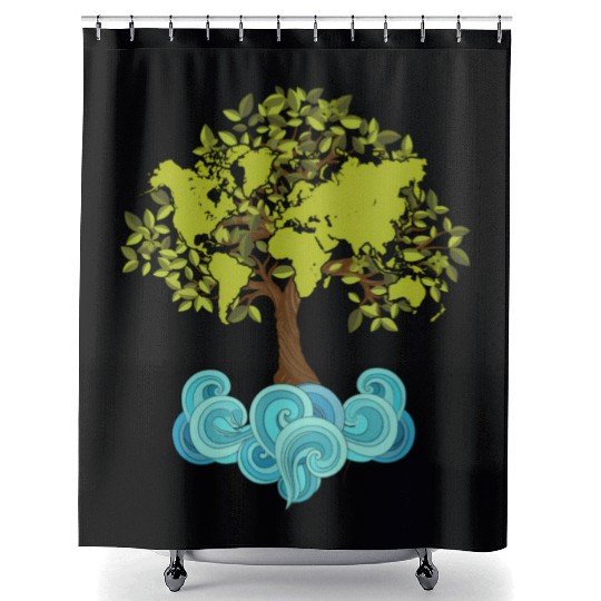 Trees Plants Waves Nature Earth Day Shower Curtains