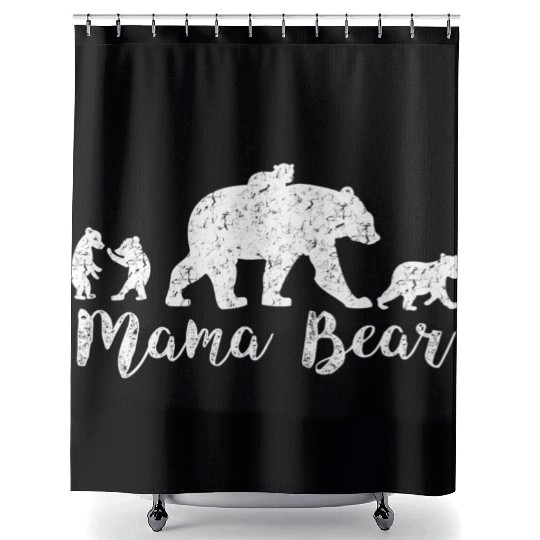 Mama Bear With Little Cubs Shower Curtains