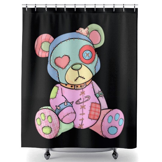 Pastel Goth Teddy Bear Japanese Anime Kawaii Menhe Shower Curtains
